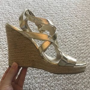 Michael Kors gold strapped espadrilles wedge
